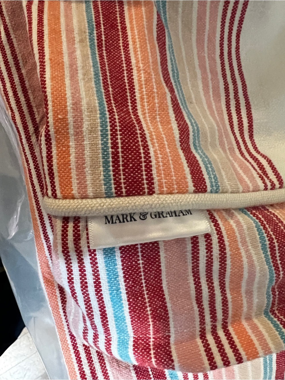 New! Mark & Graham Small Dog Bed Striped Red, Pink, Blue - Picture 3 of 5